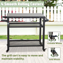 3-Shelf Outdoor Grill Table, Grill Cart Outdoor with Wheels, Pizza Oven Table and Food Prep Table, Blackstone Table with Propane Tank Hook, Grill Stand for Blackstone Griddle for Outside BBQ