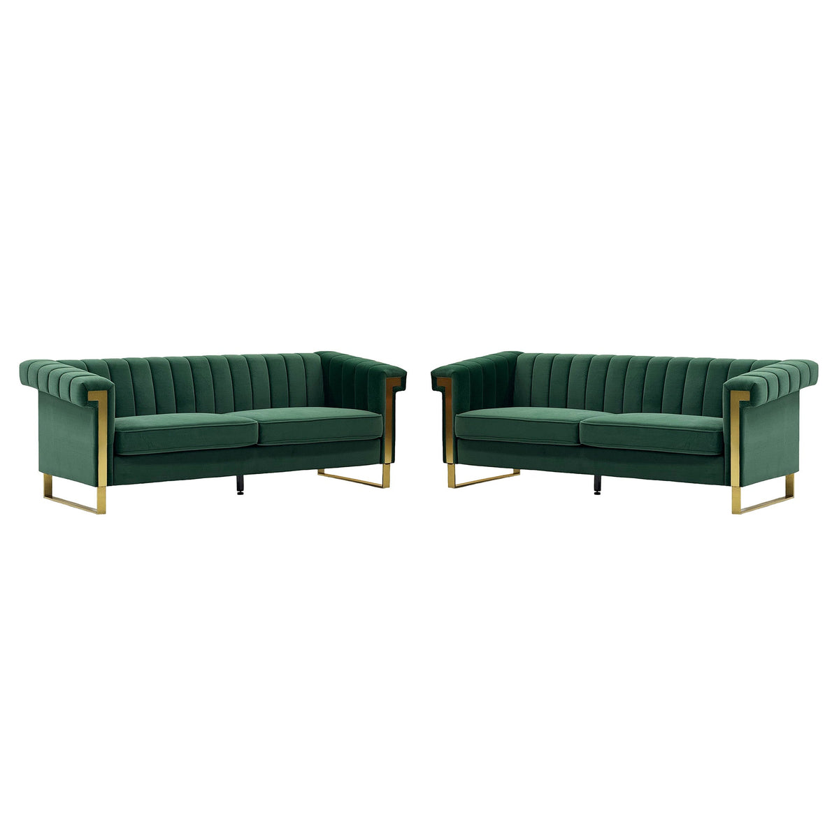 Emerald Green Velvet 2 Piece Sofa Set, photo 4 of 10