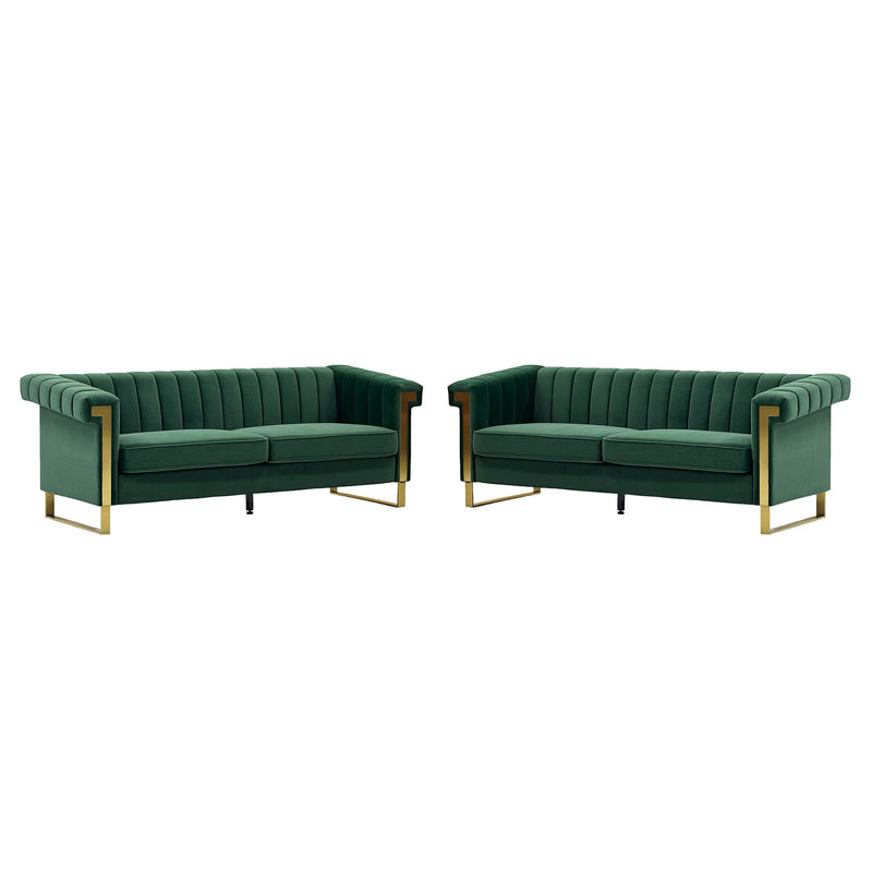 Emerald Green Velvet 2 Piece Sofa Set, photo 4 of 10