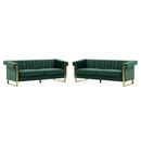 Emerald Green Velvet 2 Piece Sofa Set
