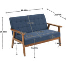 Mid-Century Modern Solid Loveseat Sofa Upholstered Linen Loveseat, 2-Seat Upholstered Loveseat Sofa Modern Couch