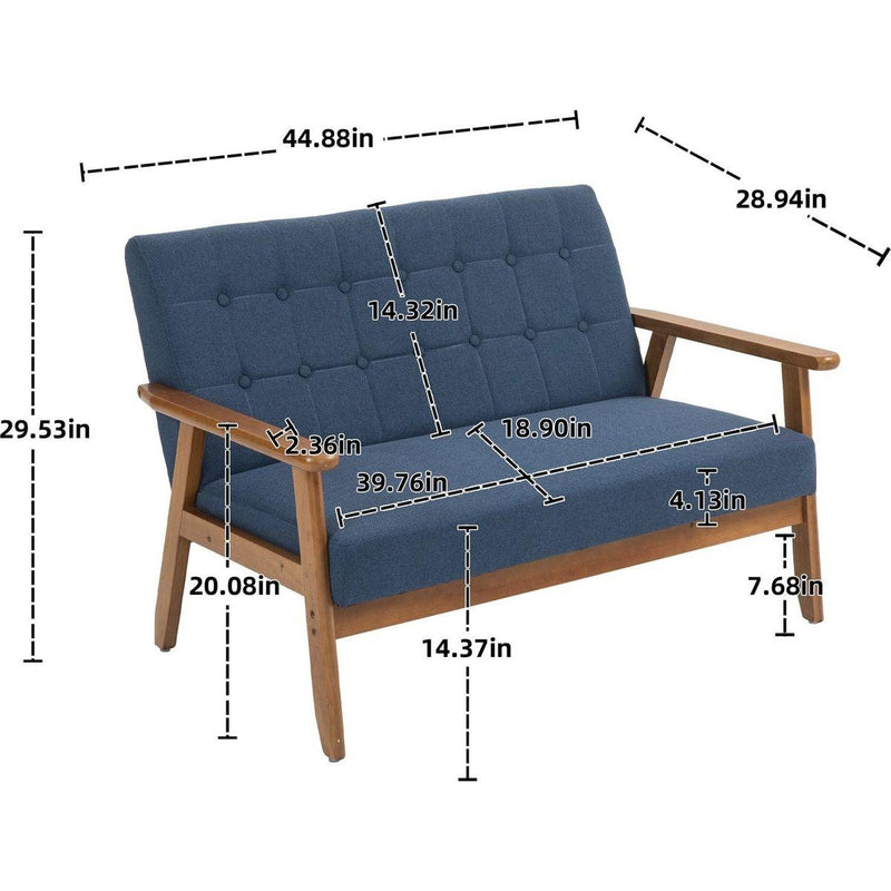 Mid-Century Modern Solid Loveseat Sofa Upholstered Linen Loveseat, 2-Seat Upholstered Loveseat Sofa Modern Couch