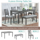 6PCs Kitchen Dining Set, Rectangular Wooden Dining Table with 4 Upholstered Chairs and a Bench, Dining Table Set for 6 People, Living Room, Home Bar and Kitchen, Gray by Montret