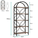 Tall 5 Tier Arched Bookshelf With Shelves For Living Room - Rustic Brown by HouseOfZazla