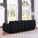 87.4 length, 35.83" deepth, human body structure for USA people, marshmallow sofa,boucle sofa, 3 seater, black BOUCLE