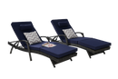 Outdoor Wicker Long Reclining Chair Set of 2 with Cushions, Wicker Reclining Lounge Chair Lawn Sunbathing Chairs Recliner up to 150° Beach Poolside Garden