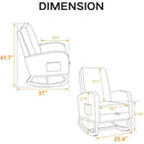 25.4"W Rocking Chair for Nursery, High Back Glider Chair with Retractable Footrest, Side Pocket, Rocking Accent Armchair with Rubber Wood Legs for Living Room/Bedroom.Caramel