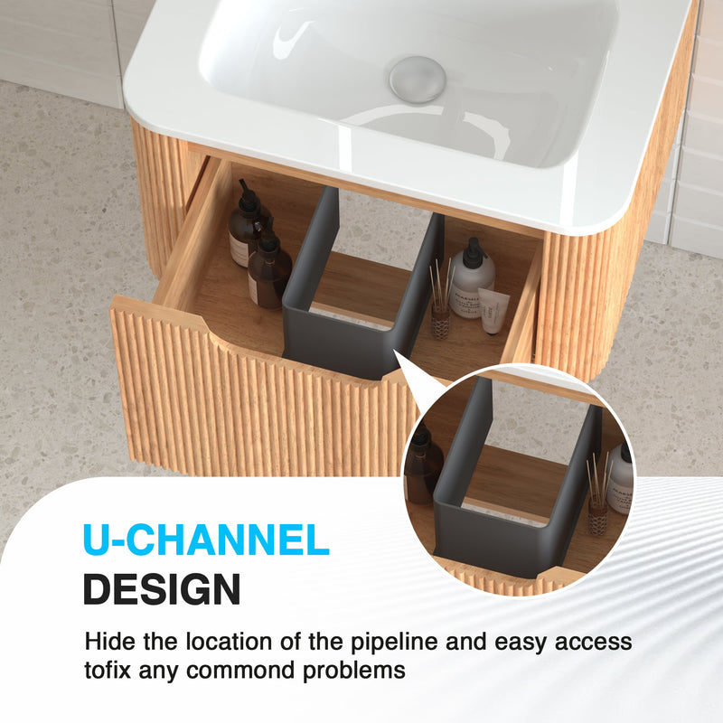 24" Wall-Mounted Floating Bathroom Vanity, photo 4 of 10