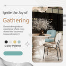 Modern 4 Person Dining Set With Bamboo & Table And Turquoise & Chairs Metal Legs, Space Saving Design - White by HouseOfZazla