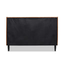 Aspen Vertical Tufted Modern Headboard Platform Bed Set, Queen, Caramel Tan Brown Faux Leather