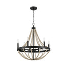 Starry - Chandelier 6 Candle Light Wood Beaded Pendant Light For Dining Room - Black / Clear by HouseOfZazla