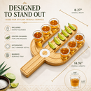 Cactus Tequila Tray & Shot Glasses Set - Tequila Gifts & Mexican Gifts