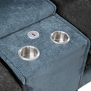 Sectional Sofa With Removable Ottomans, USB Ports, Cup Holders & Storage - Gray / Light Blue by HouseOfZazla