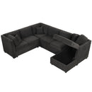 U-Shaped Sectional Sofa Pull Out Sofa Bed With Two USB Ports, Two Power Sockets, Three Back Pillows And A Storage Chaise For Living Room by HouseOfZazla