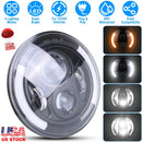 7In 40W Round LED Headlight 3800LM Halo Car Headlamp with DRL Turn Light High Low Beam Fit for Honda Yamaha Motorcycle Jeep Wrangler TJ JK CJ