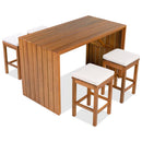 5 Piece Outdoor Bar Set with Acacia Wood Table & Cushioned Stools by HouseOfZazla