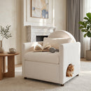 Beige Pet Friendly Accent Chair with Hidden Pet Nook by HouseOfZazla