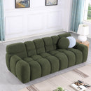 87.4 length, 35.83" deepth, human body structure for USA people, marshmallow sofa,boucle sofa, 3 seater, OLIVE GREEN BOUCLE