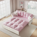 Queen Pull Out, 3 In 1 Convertible Sleeper Tufted Sofa & 2 Soft Pillows by HouseOfZazla