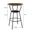 Rustic Brown Round Bar Table And Stool Set With Shelf, Upholstered Stool With Backrest - Antique Brown by HouseOfZazla