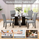 5 Piece Round Dining Table Set, Modern Table And 4 Upholstered Chairs For Dining Room by HouseOfZazla