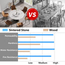 53" Modern Artificial Stone Round Carbon Steel Base Dining Table, Can Accommodate 6 People, Artificial Stone Turntable - White / Black by HouseOfZazla