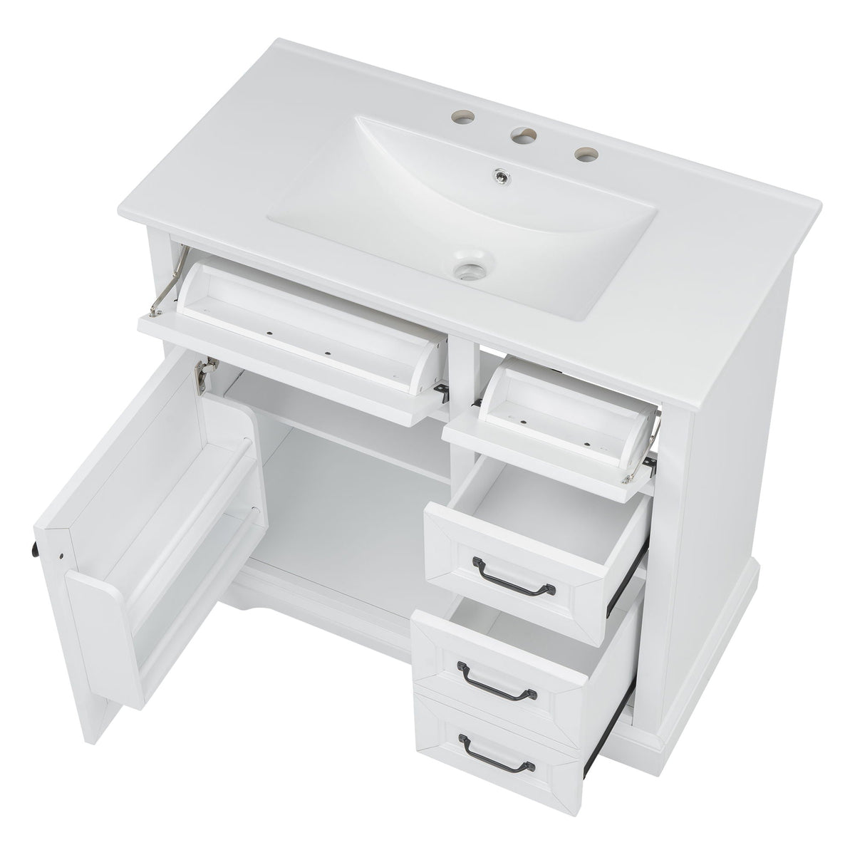 36" Bathroom Vanity With Sink, 2 Tip-Out Drawers, Soft Close Hinges, photo 31 of 40
