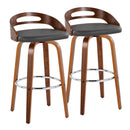 Cassis - Contemporary Fixed Height Barstool With Swivel With Round Footrest (Set of 2) by HouseOfZazla