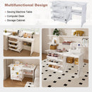 4 In 1 Folding Sewing Table With Lockable Wheels, Multi Functional Craft Station - White by HouseOfZazla