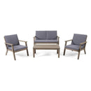 Avacyn Outdoor Acacia Wood 4-Seater Chat Set with Cushions