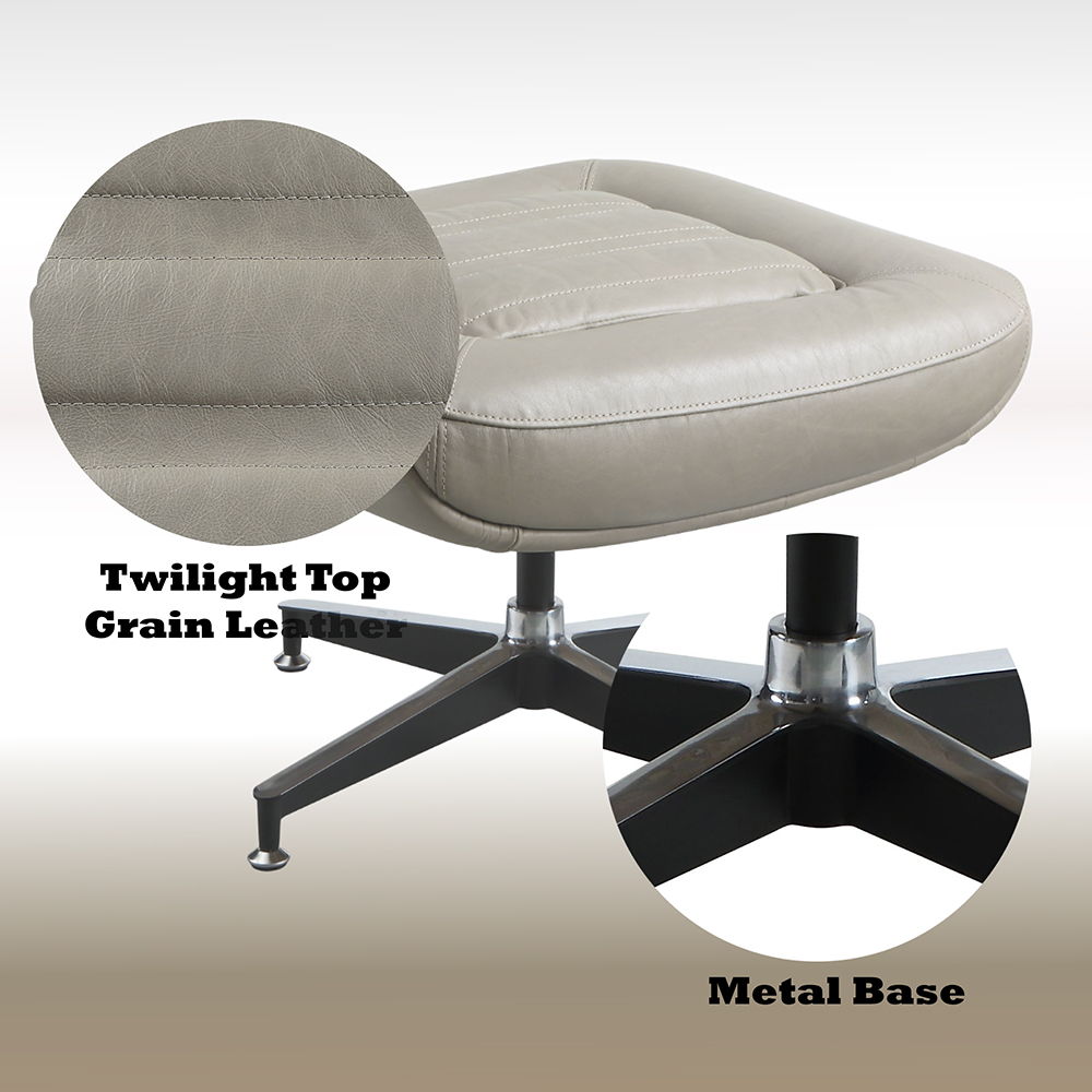 Piran - Ottoman - Twilight Top Grain Leather, photo 5 of 6