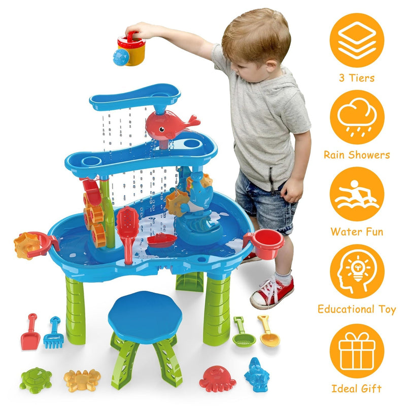 Kid Sand Water Table Toddler Water Activity Table Rain Showers Play Table Toy for 3-6 Years Old Sensory Exercise Friendship Building, photo 10 of 12