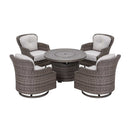 Tenaya Round Wicker FirePit Table with Metal Cover