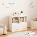 Toy Storage Organizer With Large Drawer And Low Bookshelf For Nursery & Playroom - White by HouseOfZazla