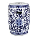 Ceramic Garden Stool, Small Side Tabel - White / Blue by Unique Piece Furniture