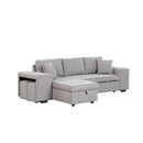 Modern L-Shape 3 Seat Reversible Sectional Couch, Pull Out Sleeper Sofa With Storage Chaise And 2 Stools For Living Room Furniture Set by HouseOfZazla