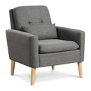 Accent Chair with Lumbar Pillow Natural Rubber Wood Legs Padded Cushions by LJGDeals
