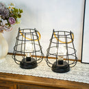 Set of 2 Cage Bulb Lantern Decorative Table Lamps