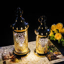 Ramadan Lanterns Set of 2 Gold Electric Candle Holders