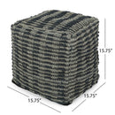 Walle - Fabric Square Pouf Ottoman And Floor Cushion Teal - Blue
