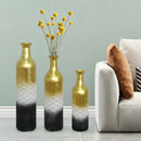 Decorative Metal Vases Set of 3, Leaf Pattern Floor Vases