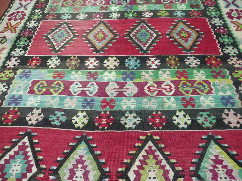 7' X 9' Vintage Turkish Kilim Handmade Flat Weave Wool Rug Veg Dye Nice