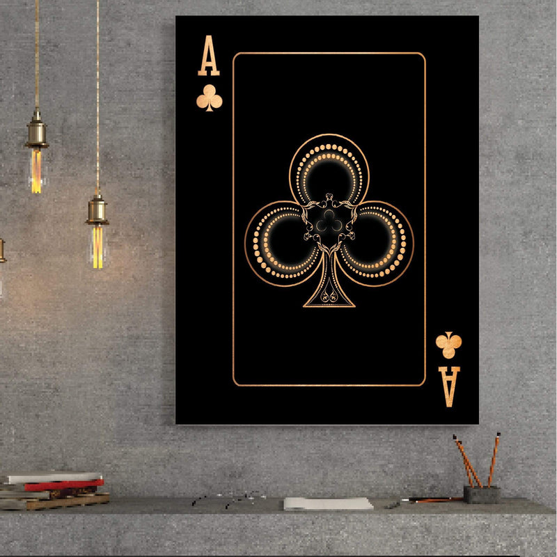 Ace of Clubs Canvas - Gold Canvas