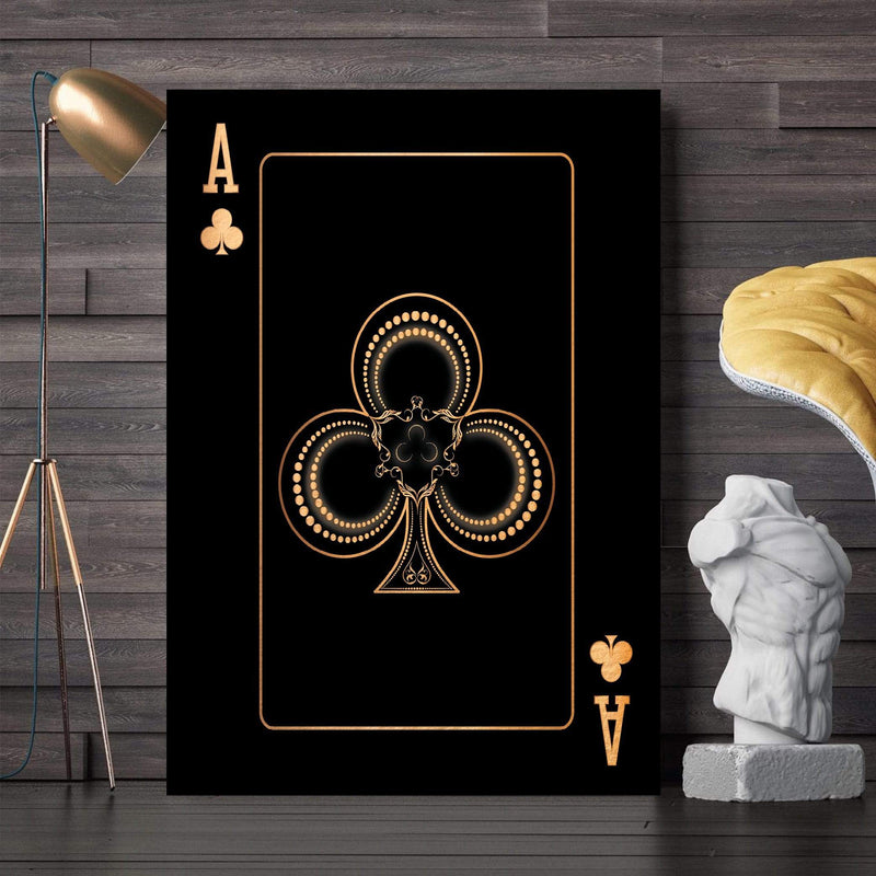 Ace of Clubs Canvas - Gold Canvas