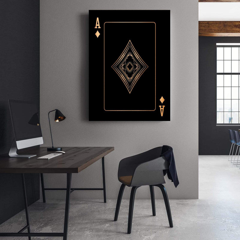 Ace of Diamonds - Gold Canvas