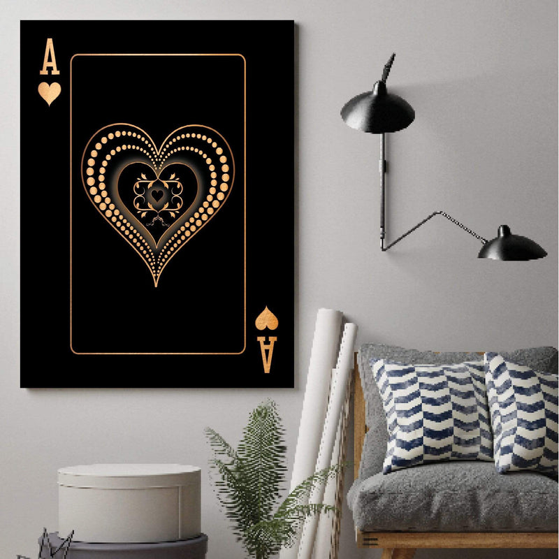 Ace of Hearts - Gold Canvas