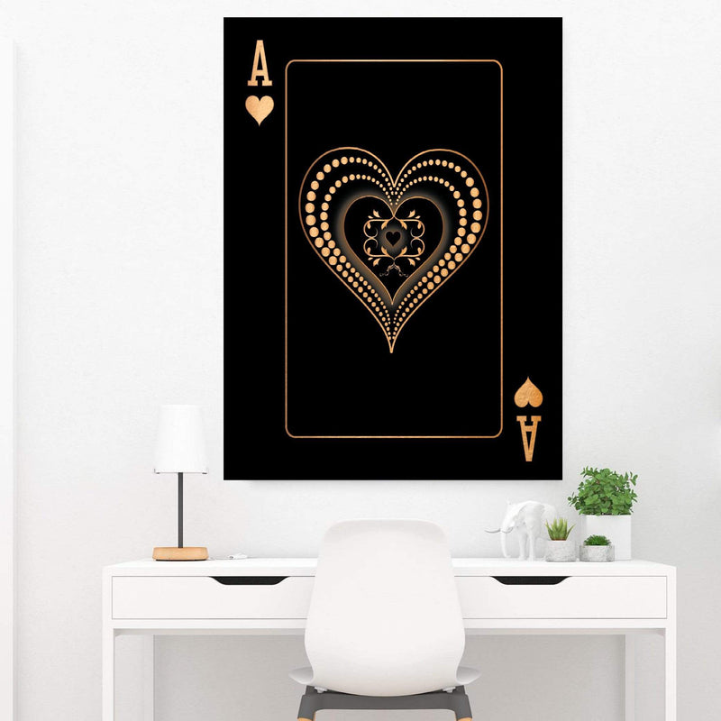 Ace of Hearts - Gold Canvas