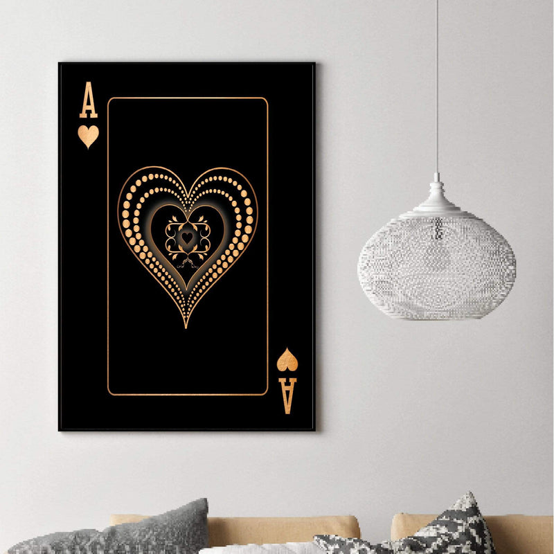 Ace of Hearts - Gold Canvas