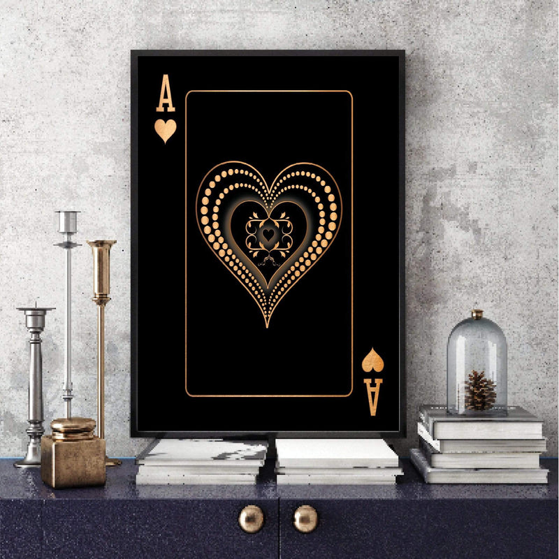 Ace of Hearts - Gold Canvas