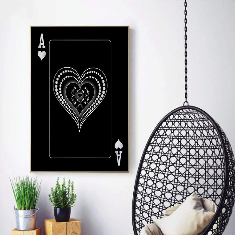 Ace of Hearts - Silver Canvas